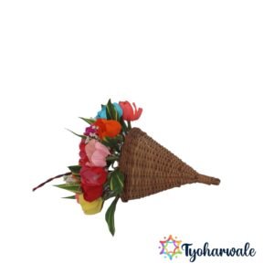 Artificial Flower Basket Lamp for Festive Décor | Handmade Floral Lighting Basket for Home Decoration, Diwali & Indoor Celebration Styling