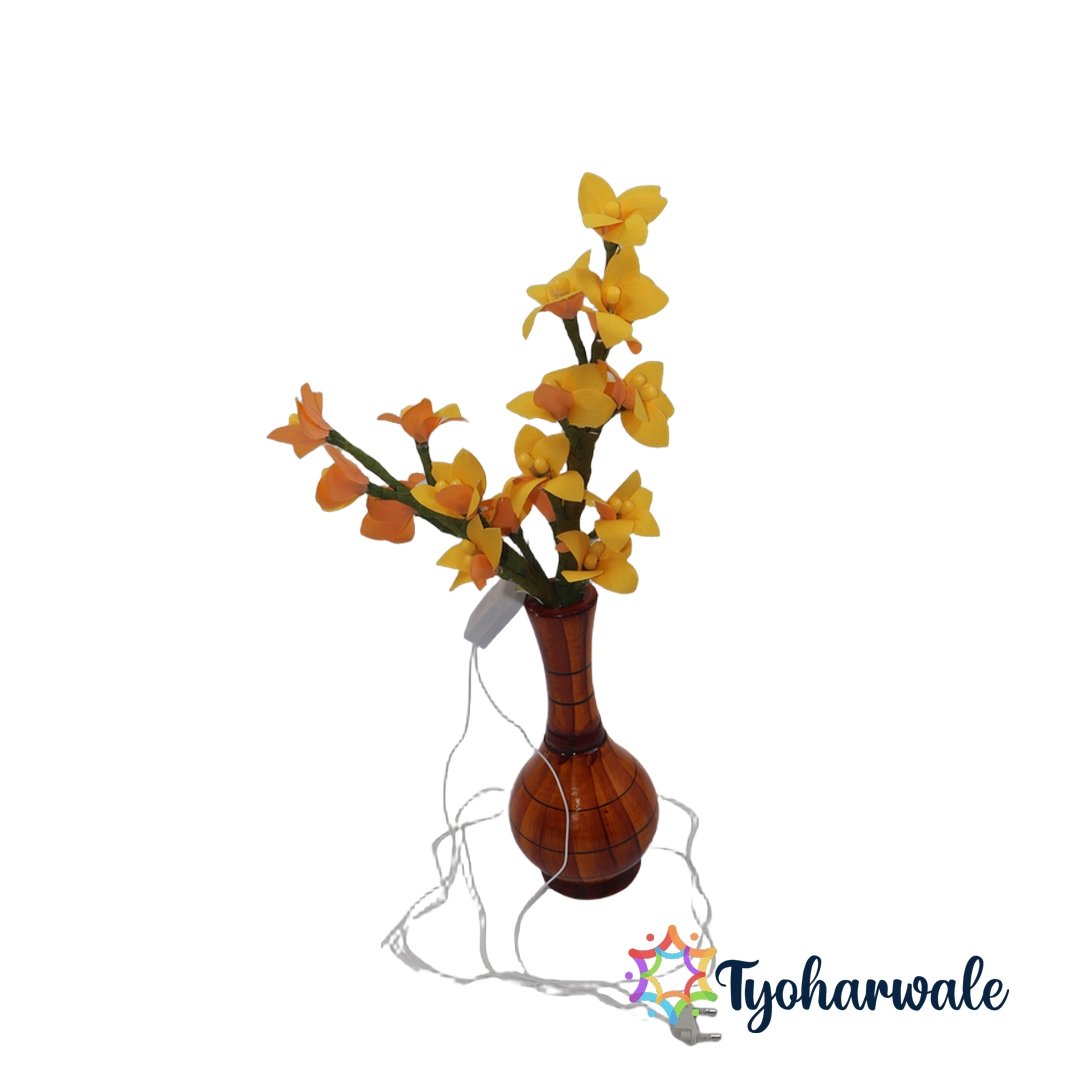 Eco-Friendly Flower Light Vase | Handmade Floral Lighting Décor for Festive Home Decoration | Decorative Vase for Diwali, Pooja & Table Styling