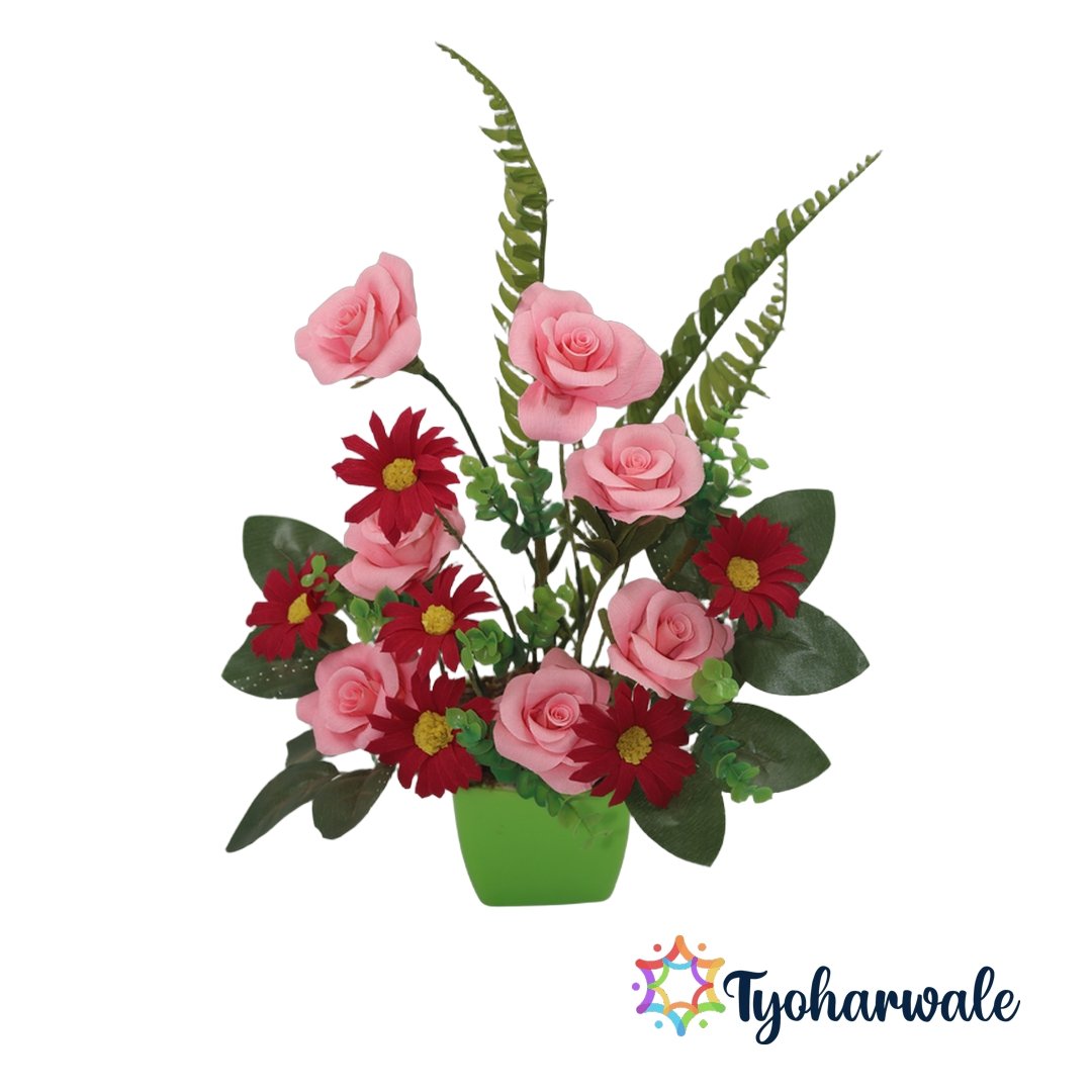 Eco-Friendly Floral Arrangement for Interior Styling | Handmade Decorative Flower Centerpiece for Home, Office & Festive Indoor Décor