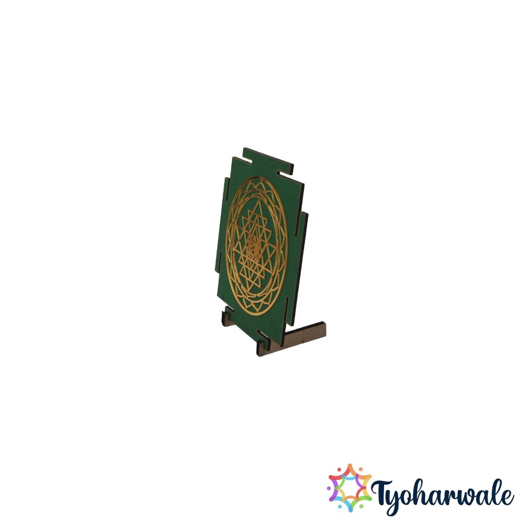 Shree Yantra Green Wall Décor for Home Temple | shree yantra Spiritual Pooja Décor | sri yantra for Meditation, Vastu, Prayer Room & Festival Decoration