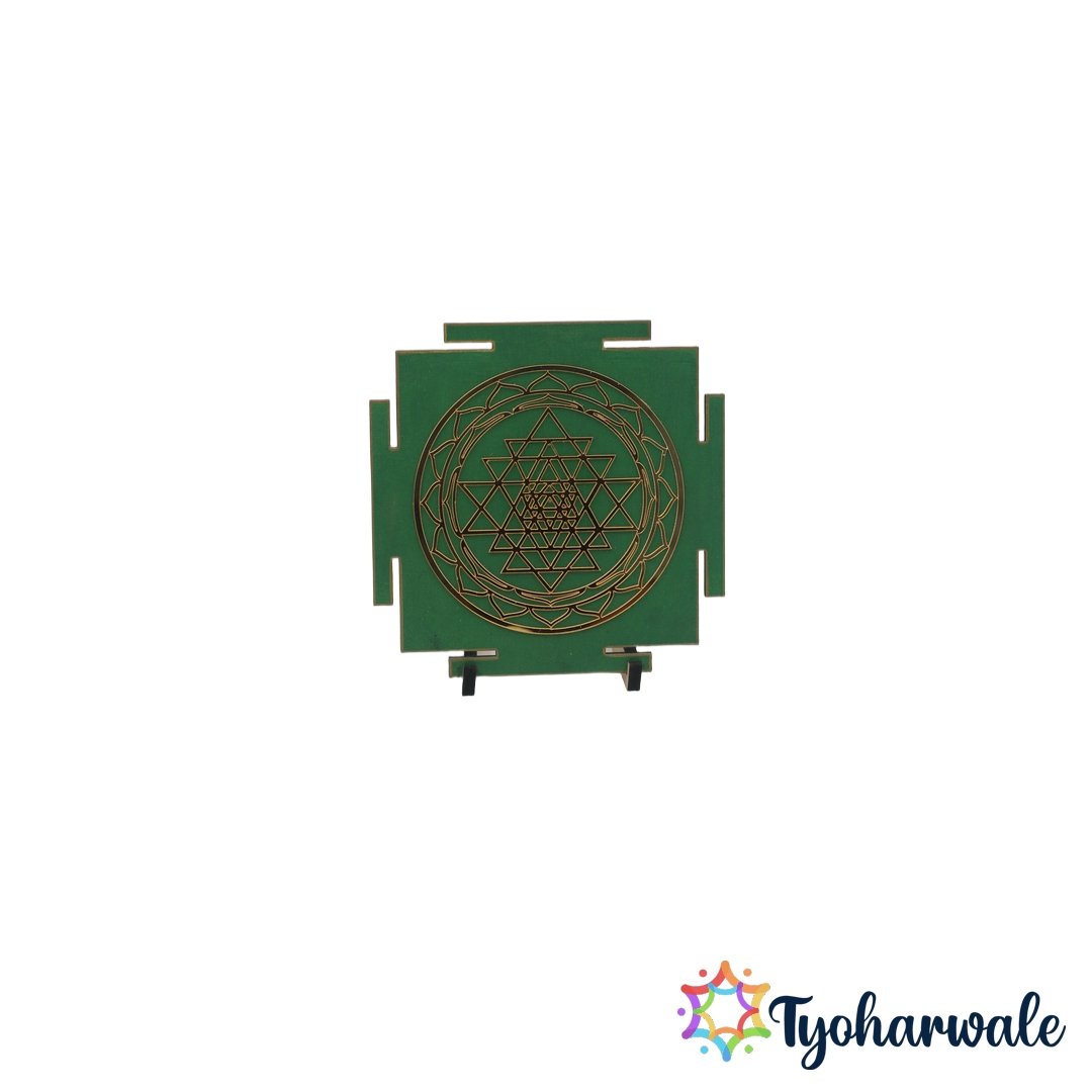 Shree Yantra Green Wall Décor for Home Temple | shree yantra Spiritual Pooja Décor | sri yantra for Meditation, Vastu, Prayer Room & Festival Decoration