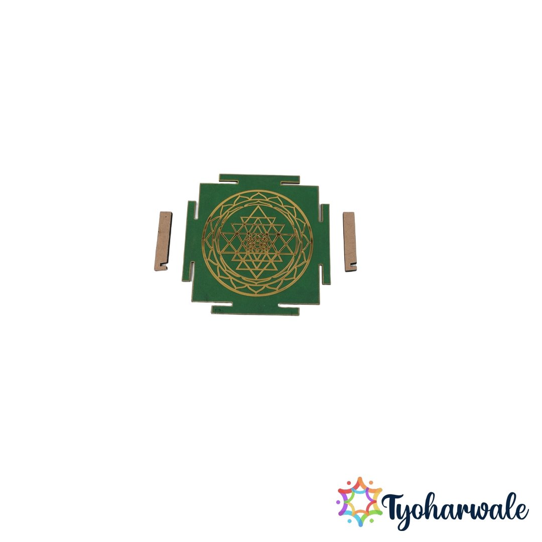 Shree Yantra Green Wall Décor for Home Temple | shree yantra Spiritual Pooja Décor | sri yantra for Meditation, Vastu, Prayer Room & Festival Decoration