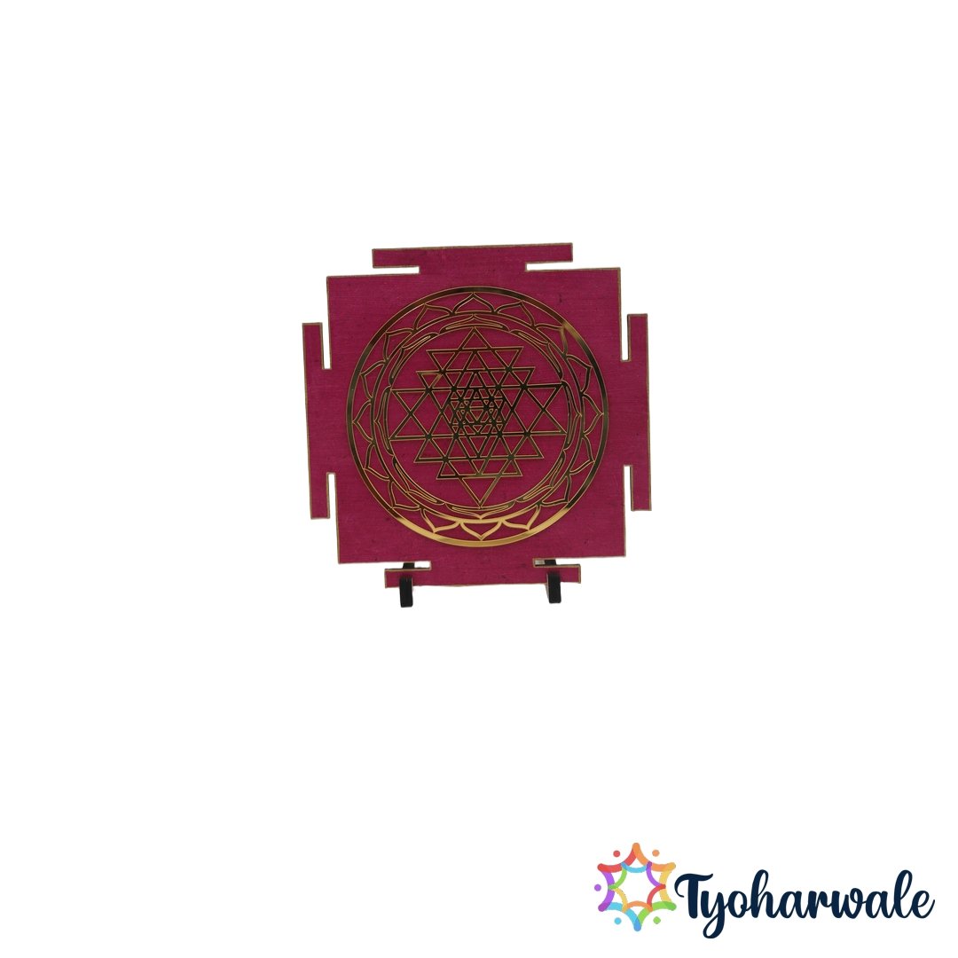 Magenta Shree Yantra Spiritual Wall Décor for Home Temple | shree yantra Decorative Item | sri yantra decor for Pooja Room, Meditation & Festival Use