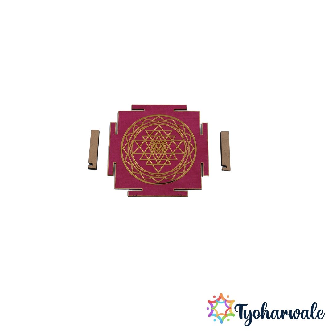 Magenta Shree Yantra Spiritual Wall Décor for Home Temple | shree yantra Decorative Item | sri yantra decor for Pooja Room, Meditation & Festival Use