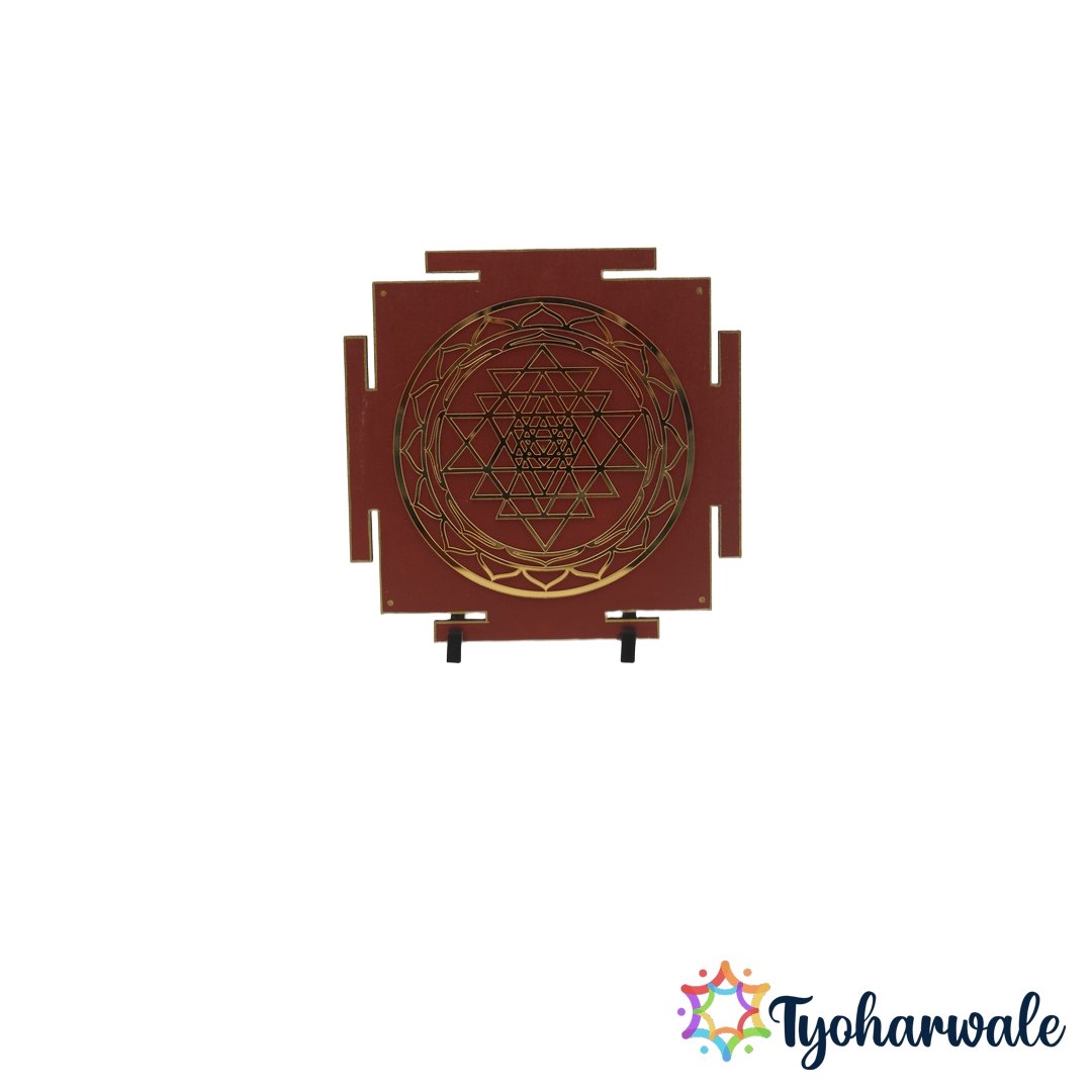 Brown Shree Yantra Decorative Wall Décor for Home Temple | shree yantra Spiritual Art | sri yantra for Meditation, Vastu & Festival Decoration