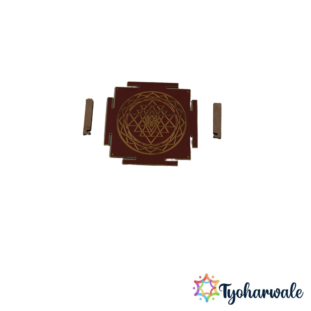 Brown Shree Yantra Decorative Wall Décor for Home Temple | shree yantra Spiritual Art | sri yantra for Meditation, Vastu & Festival Decoration