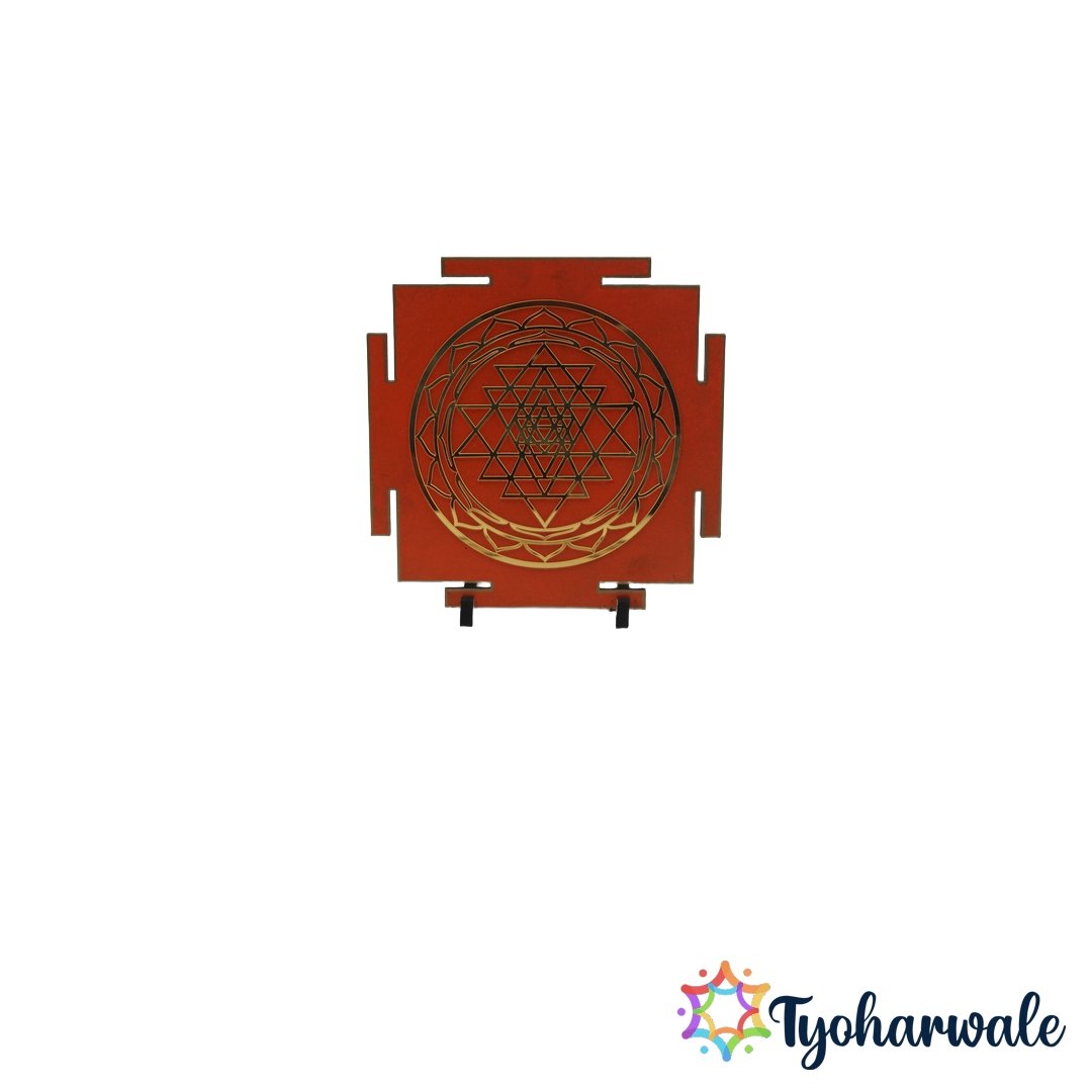Orange Shree Yantra Decorative Spiritual Wall Art for Home Temple | shree yantra Décor | sri yantra decor for Meditation, Vastu & Festival Decoration