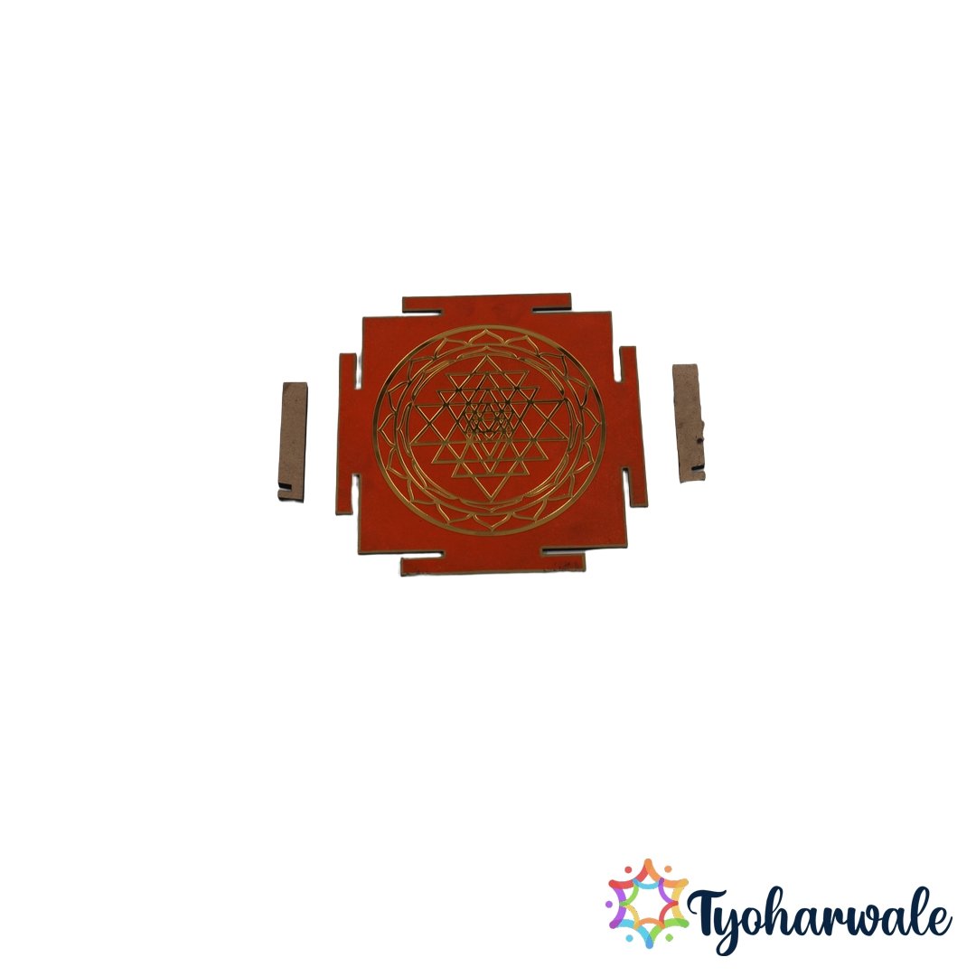 Orange Shree Yantra Decorative Spiritual Wall Art for Home Temple | shree yantra Décor | sri yantra decor for Meditation, Vastu & Festival Decoration
