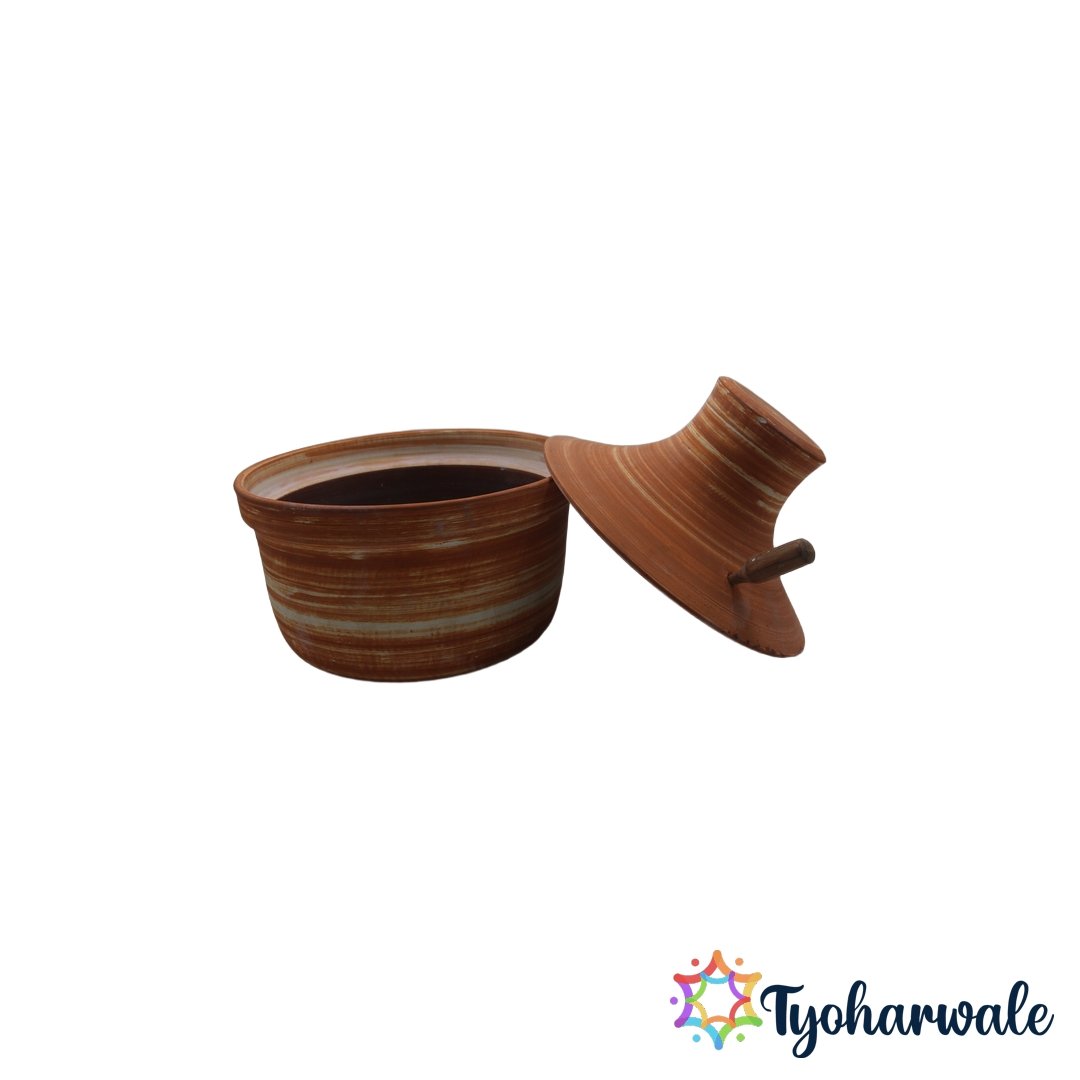 Natural Pressure Cooker X-Large | Traditional Clay Cookware for Healthy Cooking | clay pressure cooker for Indian Kitchen | earthen cooker