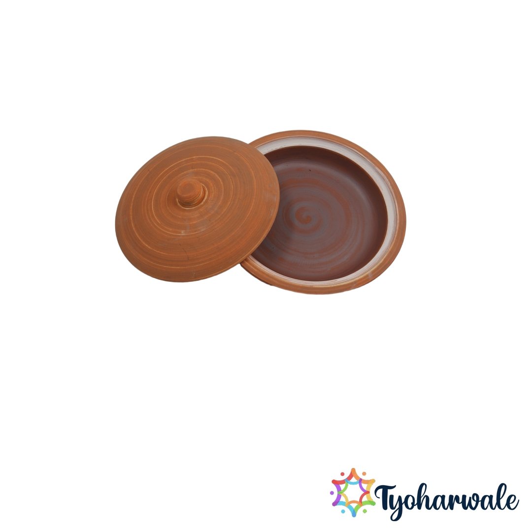 Frying Pan 11 Inch Clay Cookware | Traditional Earthen Frying Pan for Indian Cooking | clay frying pan for Daily Meals | Healthy mud cookware