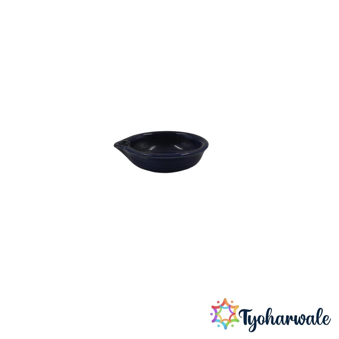 Traditional blue Angan diya for Diwali and pooja decoration.