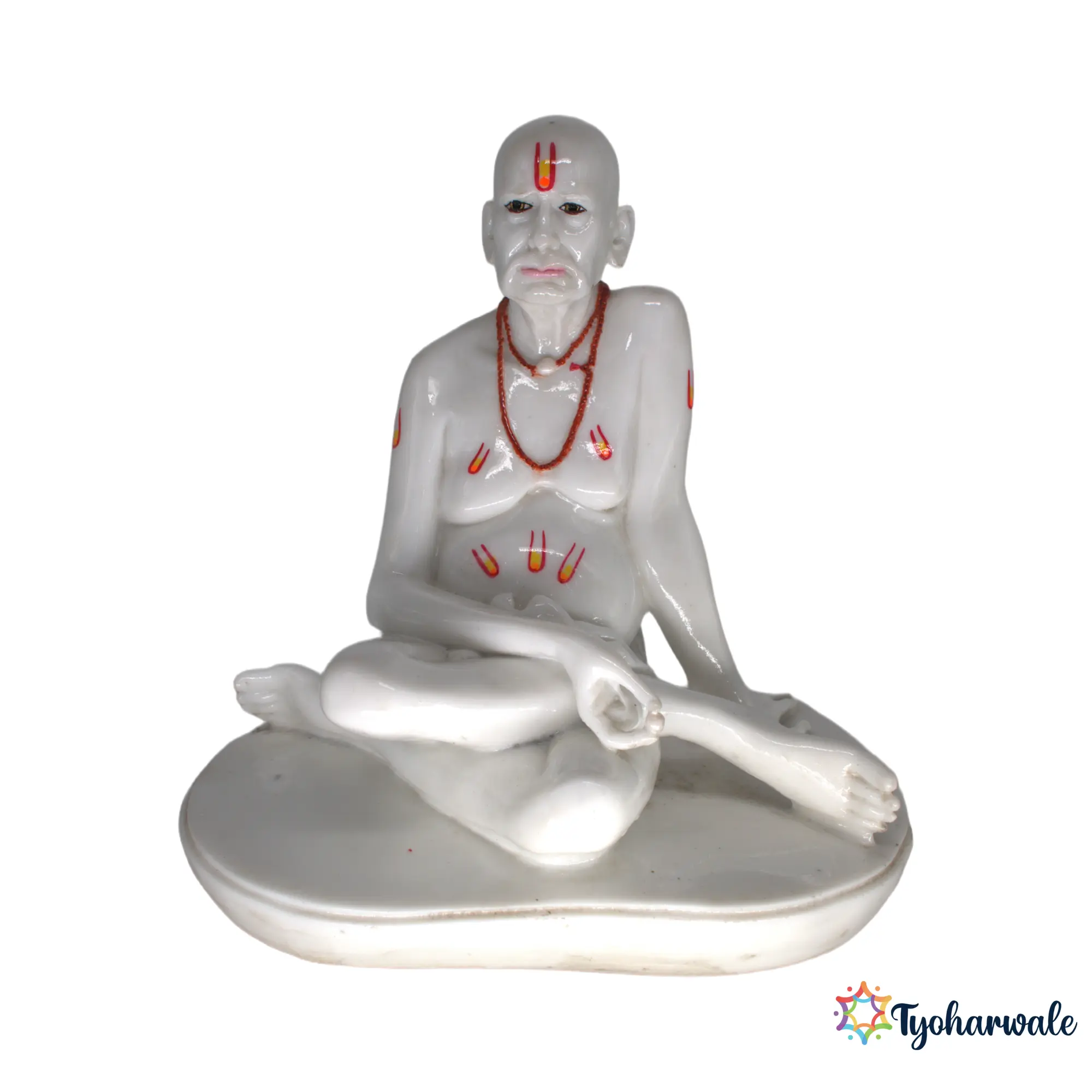 Shri Swami Samarth Idol (White Classic)9' | Marble Dust Resin Murti | Swami Samarth Statue for Home Mandir | Daily Pooja Idol | Religious Gift | Traditional Murti