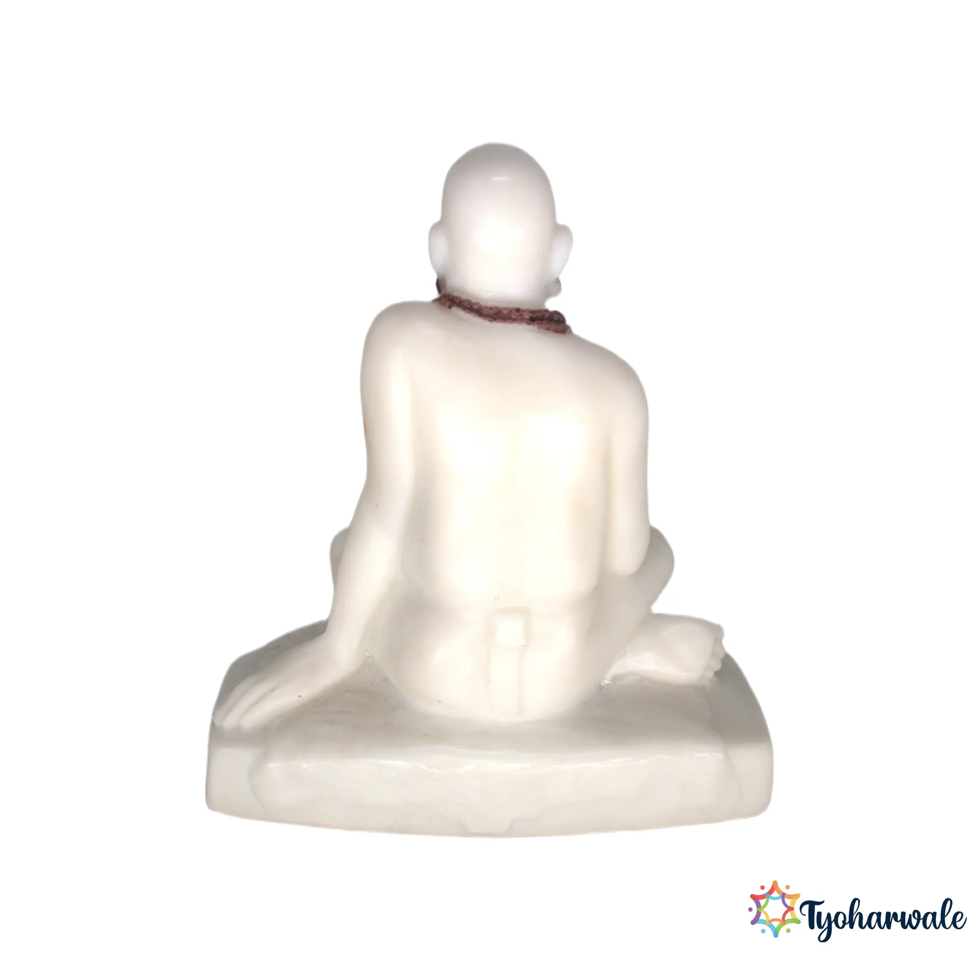 Swami Samarth Idol (White with Marble Design Base)4.5' | Marble Dust Resin Murti | Shri Swami Samarth Statue | Home Mandir Murti | Daily Pooja Idol | Religious Gift