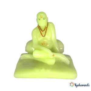 Swami Samarth Idol ( Light Green Finish) 6.5' | Marble Dust Resin Murti | Swami Samarth Statue for Home Mandir | Daily Pooja Idol | Akkalkot Swami Samarth Murti | Religious Gift | Devotional Saint Idol