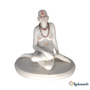 Shri Swami Samarth Idol (White Classic)6.5' | Marble Dust Resin Murti | Swami Samarth Statue for Home Mandir | Daily Pooja Idol | Religious Gift | Traditional Murti