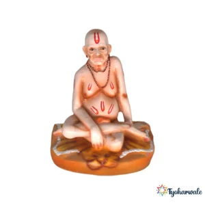 Shri Swami Samarth Idol (Skin Tone with Vibhuti Finish)4.5' | Marble Dust Resin Murti | Akkalkot Swami Statue for Home Mandir | Daily Pooja Idol | Swami Samarth Seated Murti | Religious Gift | Swami Samarth Prakat Din Special