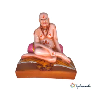 Swami Samarth Idol (Multicolour Finish) 5' | Marble Dust Resin Murti | Shri Swami Samarth Statue | Akkalkot Swami Murti | Home Mandir Idol | Daily Pooja Murti | Religious Gift