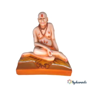 Shri Swami Samarth Idol (Skin Tone with Vibhuti Finish)5' | Marble Dust Resin Murti | Akkalkot Swami Statue for Home Mandir | Daily Pooja Idol | Swami Samarth Seated Murti | Religious Gift | Swami Samarth Prakat Din Special