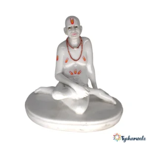 Shri Swami Samarth Idol (White Classic)6.5' | Marble Dust Resin Murti | Swami Samarth Statue for Home Mandir | Daily Pooja Idol | Religious Gift | Traditional Murti