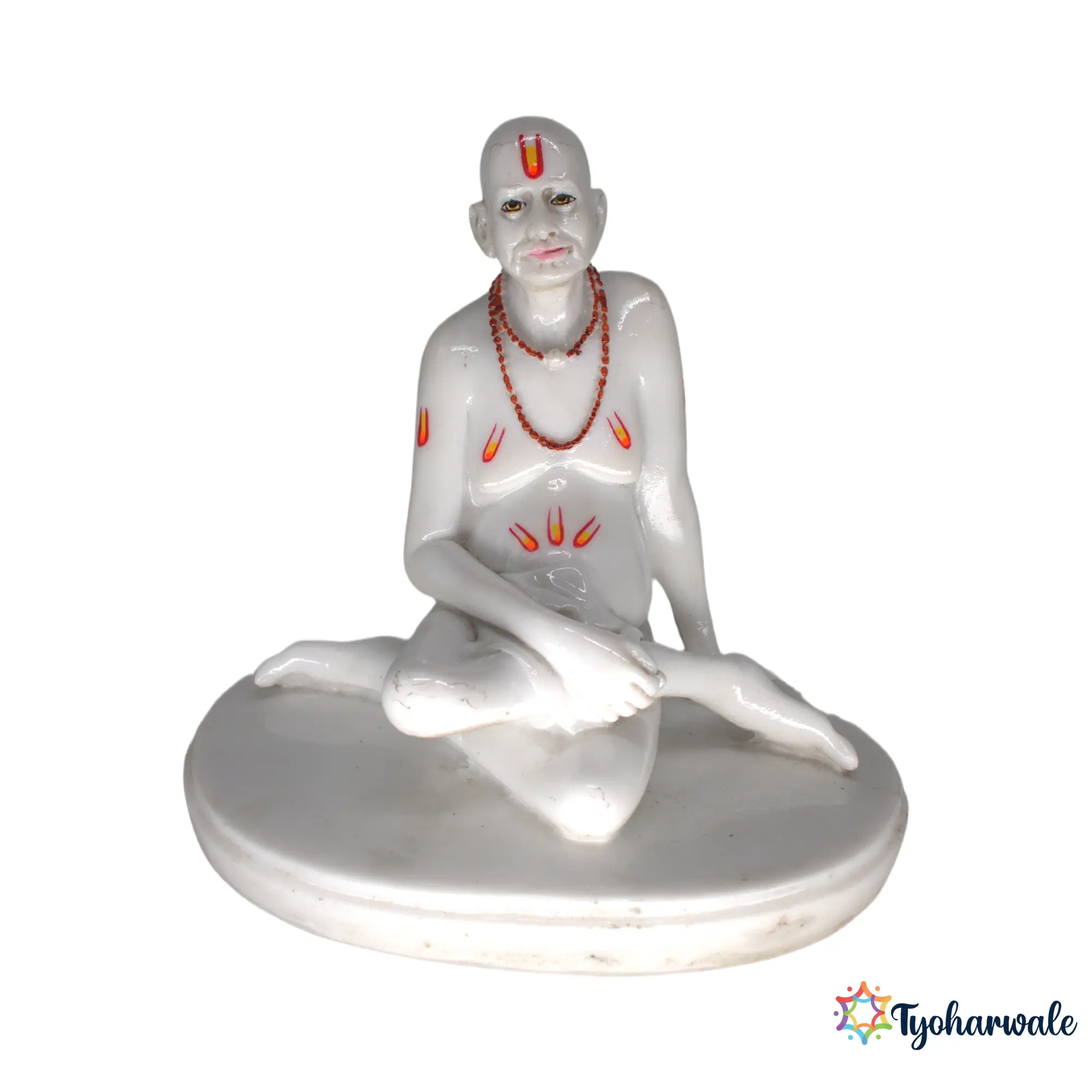 Shri Swami Samarth Idol (White Classic)6.5' | Marble Dust Resin Murti | Swami Samarth Statue for Home Mandir | Daily Pooja Idol | Religious Gift | Traditional Murti