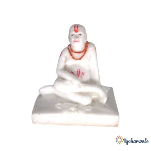 Swami Samarth Idol (White)3' | Marble Dust Resin Murti | Shri Swami Samarth Statue | Home Mandir Murti | Daily Pooja Idol | Religious Gift