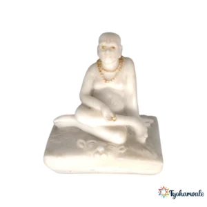 Shri Swami Samarth Idol (White Classic) | Marble Dust Resin Murti | Swami Samarth Statue for Home Mandir | Daily Pooja Idol | Religious Gift | Traditional Murti