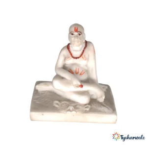 Shri Swami Samarth Idol (White Classic) 3'| Marble Dust Resin Murti | Swami Samarth Statue for Home Mandir | Daily Pooja Idol | Religious Gift | Traditional Murti