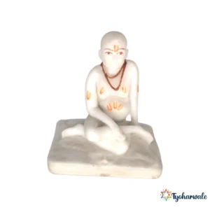 Swami Samarth Idol (White) | Marble Dust Resin Murti | Shri Swami Samarth Statue | Home Mandir Murti | Daily Pooja Idol | Religious Gift