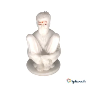 Shankar Maharaj Idol (White Finish)4.5' | Marble Dust Resin Murti | Sadguru Shankar Maharaj Statue | Home Mandir Idol | Daily Pooja Murti | Religious Gift