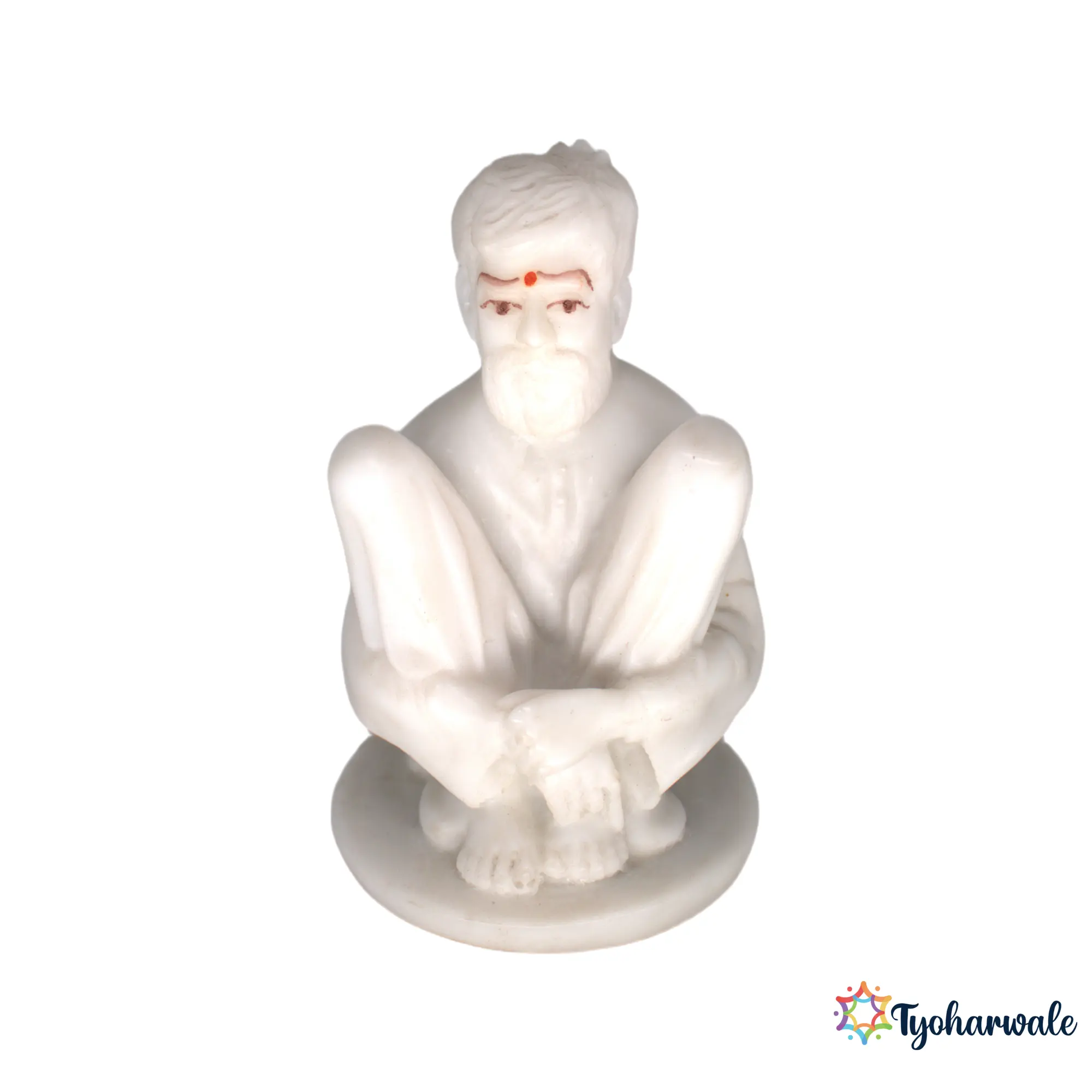 Shankar Maharaj Idol (White Finish)4.5' | Marble Dust Resin Murti | Sadguru Shankar Maharaj Statue | Home Mandir Idol | Daily Pooja Murti | Religious Gift