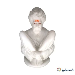 Shankar Maharaj Idol (White Finish) | Marble Dust Resin Murti | Sadguru Shankar Maharaj Statue | Home Mandir Idol | Daily Pooja Murti | Religious Gift