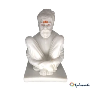 Shankar Maharaj Idol (White Finish) 8' | Marble Dust Resin Murti | Sadguru Shankar Maharaj Statue | Home Mandir Idol | Daily Pooja Murti | Religious Gift