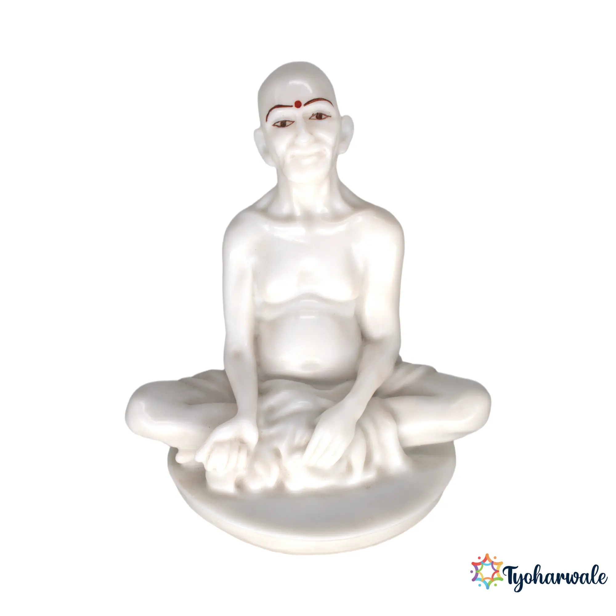 Gajanan Maharaj Idol (White Finish) 6.5' | Marble Dust Resin Murti | Shri Gajanan Maharaj Statue | Home Mandir Idol | Daily Pooja Murti | Religious Gift