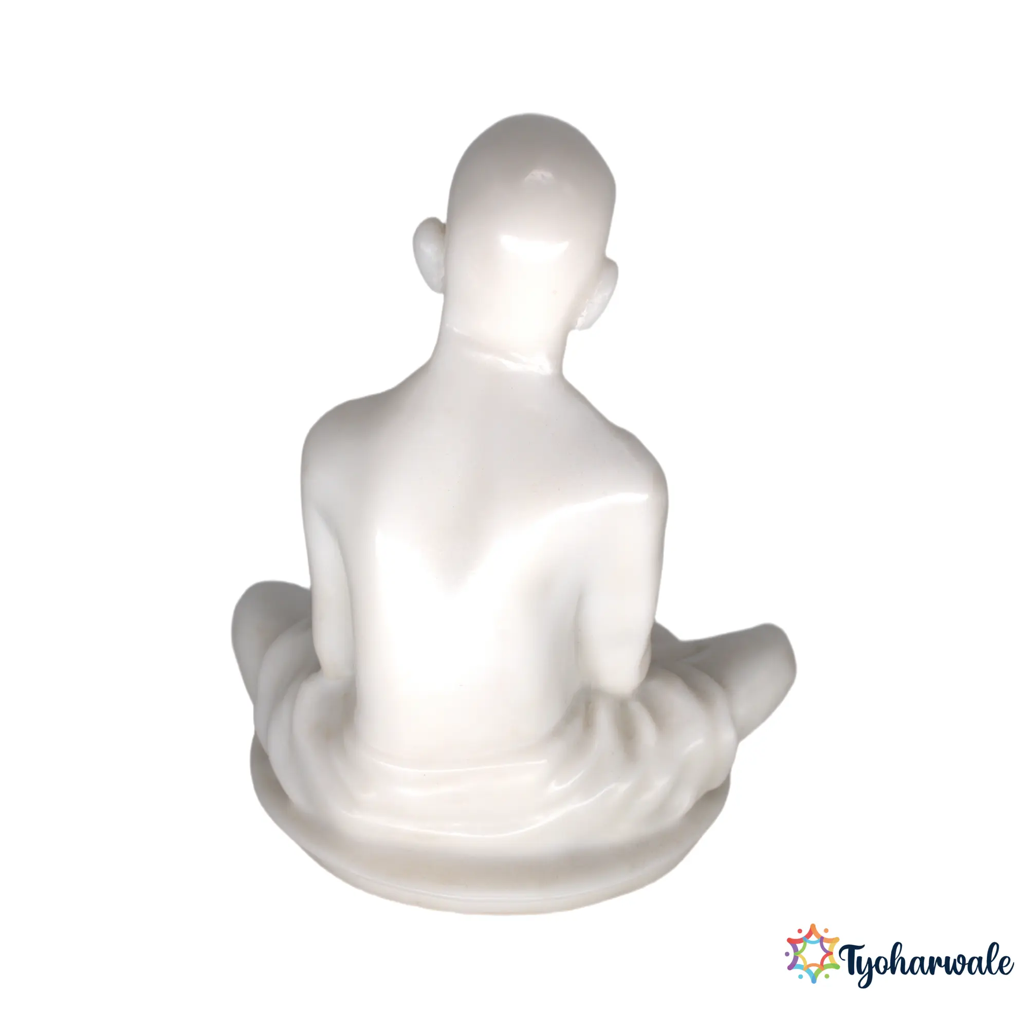 Gajanan Maharaj Idol (White Finish) 6.5' | Marble Dust Resin Murti | Shri Gajanan Maharaj Statue | Home Mandir Idol | Daily Pooja Murti | Religious Gift