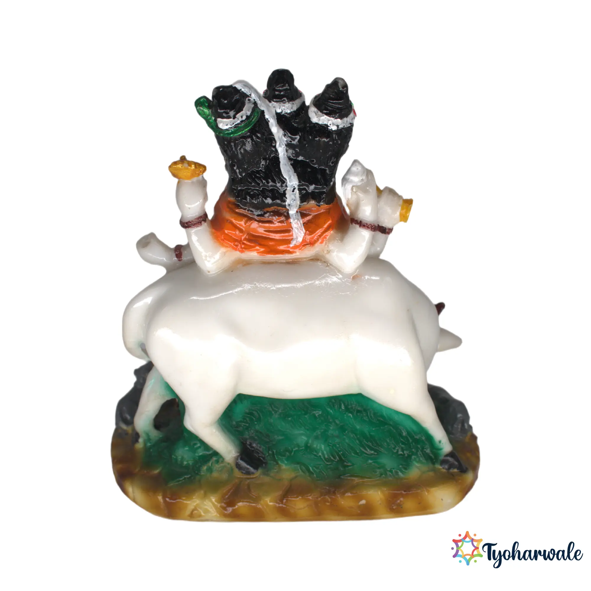 Dattatreya Idol (Multicolour) 6.5' | Marble Dust Resin Murti | Datta Murti with Cow | Lord Dattatreya Statue | Home Mandir Idol | Daily Pooja Murti | Religious Gift