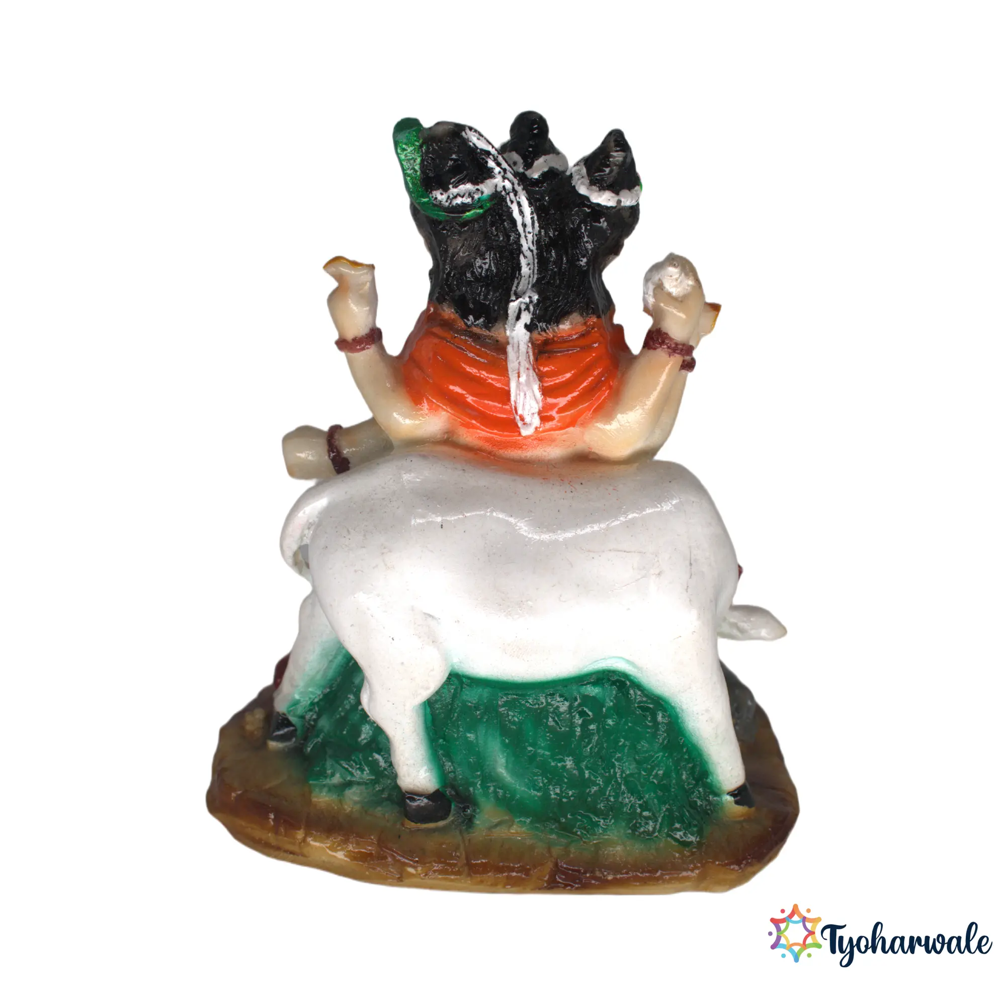 Dattatreya Idol (Multicolour) 6' | Marble Dust Resin Murti | Datta Murti with Cow | Lord Dattatreya Statue | Home Mandir Idol | Daily Pooja Murti | Religious Gift