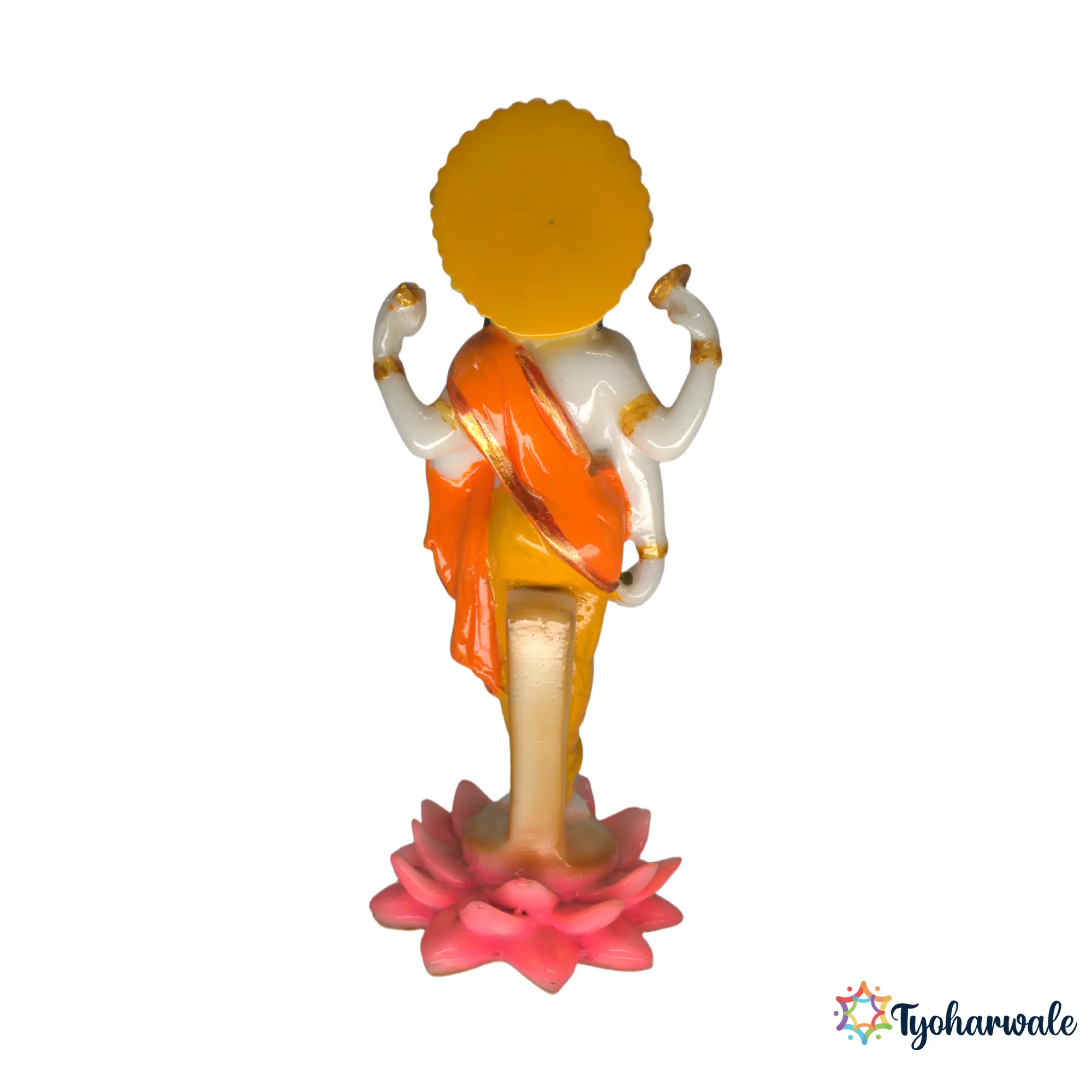 Vishnu Idol (Orange & White) 9' | Marble Dust Resin Murti | Lord Vishnu Statue | Narayana Idol | Home Mandir Murti | Daily Pooja Idol | Religious Gift