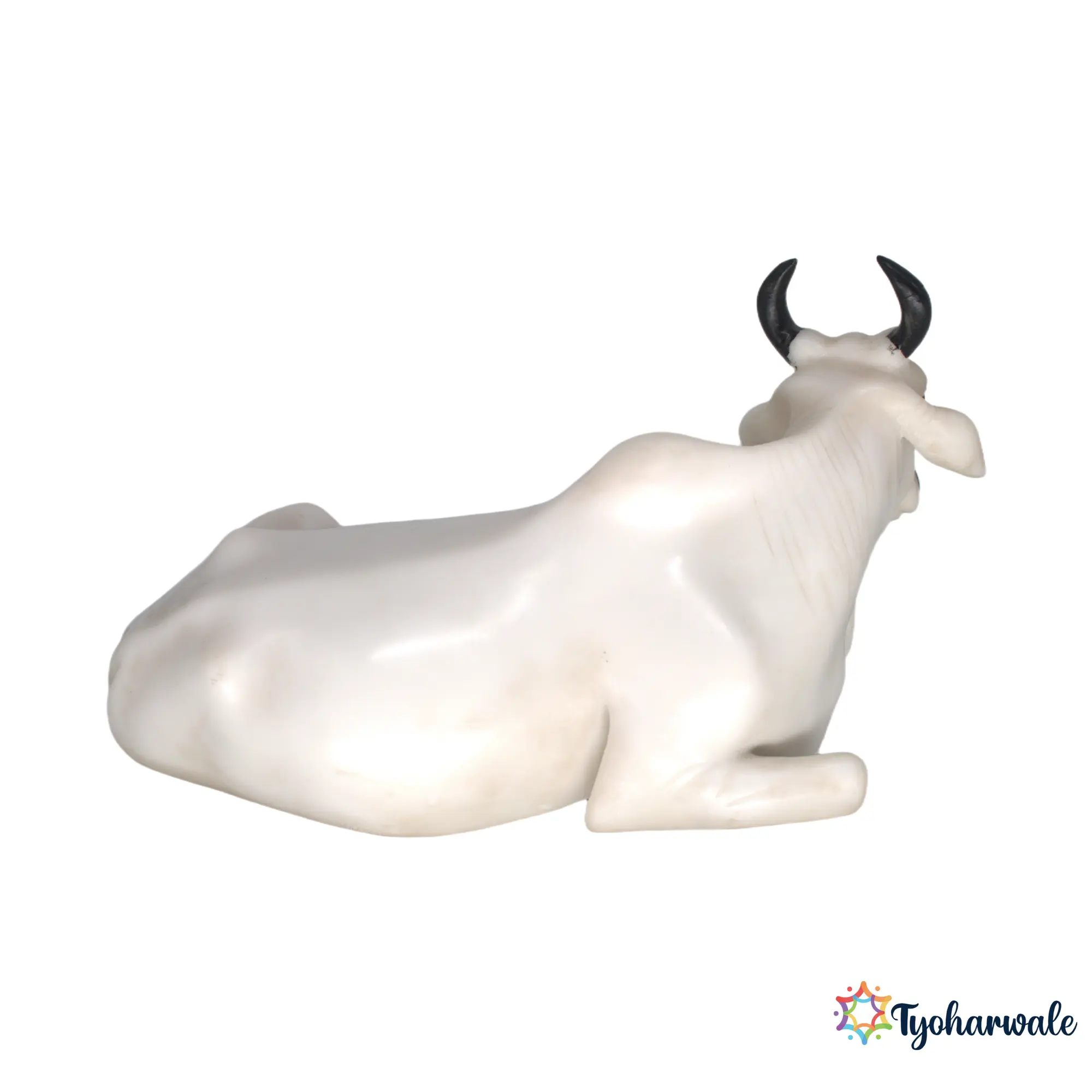 Kamdhenu Cow Idol (White) 7' | Marble Dust Resin Murti | Sacred Cow Statue for Home Mandir | Kamdhenu Mata Murti | Daily Pooja Idol | Religious Gift