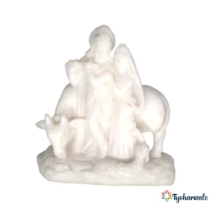Radha Krishna with Cow Idol (White)4.5' | Marble Dust Resin Murti | Radha Krishna Statue for Home Mandir | Krishna Cow Murti | Daily Pooja Idol | Religious Gift