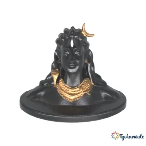 Adiyogi Shiva Idol (Black & Gold Finish)2.5' | Marble Dust Resin Murti | Lord Shiva Statue for Home Mandir | Daily Pooja Idol | Car Dashboard Idol | Religious Gift | Shiva Murti