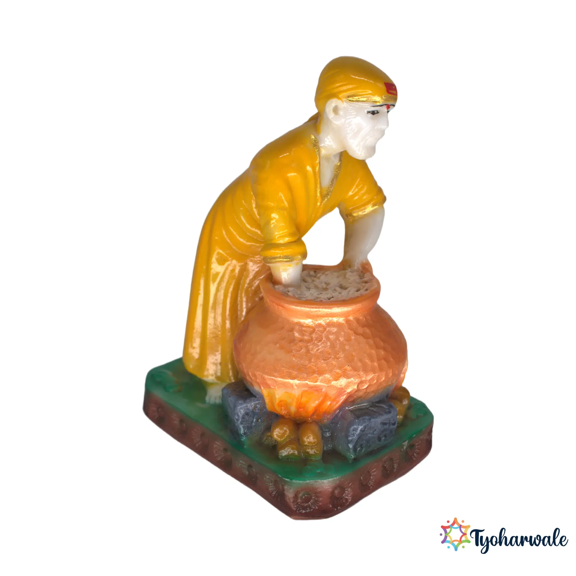 Sai Baba Idol (Traditional Multicolour Finish)6' | Marble Dust Resin Murti | Shirdi Sai Baba Statue for Home Mandir | Daily Pooja Idol | Devotional Murti | Religious Gift | Sai Baba Murti