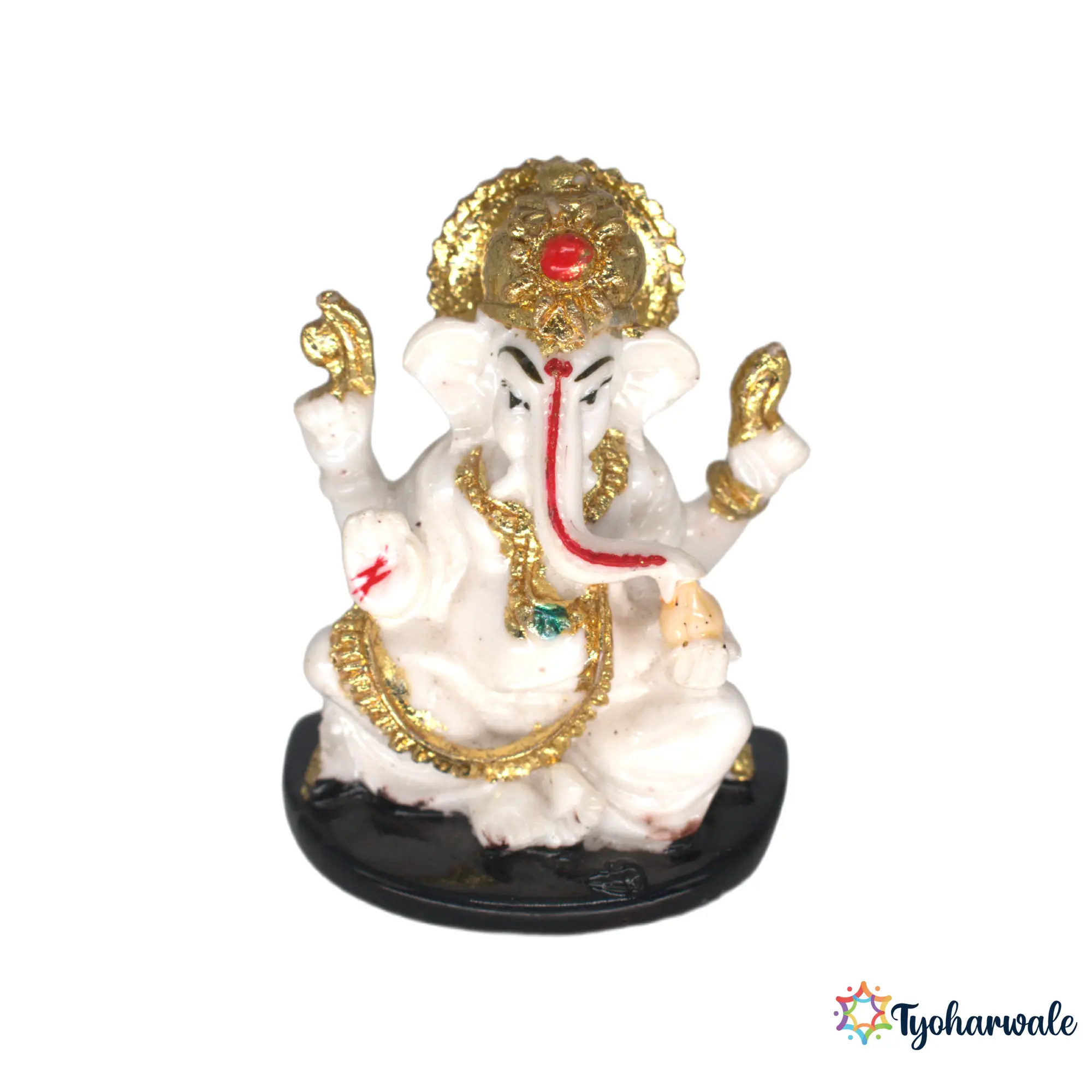 Ganesh Idol (White Marble Finish)2.5' | Marble Dust Resin Murti | Ganesha Statue for Home Mandir | Daily Pooja Idol | Modern Ganesh Murti | Religious Gift | Unique Ganpati Idol for Home Décor