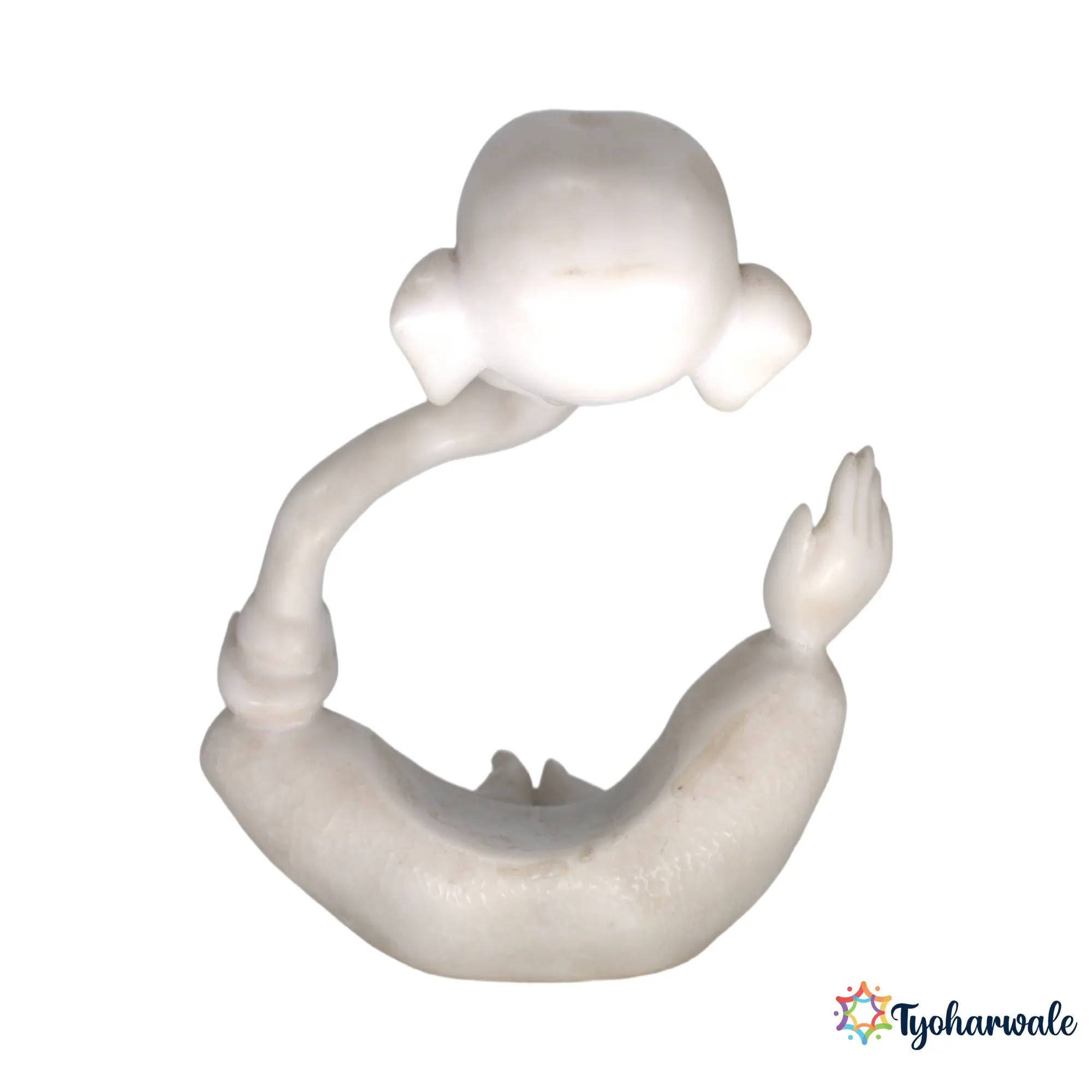 Modern Ganesh Idol (White Marble Finish) 8' | Marble Dust Resin Murti | Large Ganesha Statue for Home Mandir | Unique Ganpati Murti | Meditation Space Idol | Religious Gift | Ganesh Chaturthi Special Idol