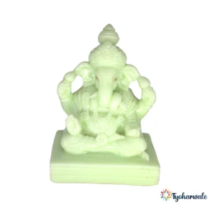 Ganesh Idol (Light Green / Jade Finish) 3.5 | Marble Dust Resin Murti | Unique Green Ganesha Statue for Home Mandir | Daily Pooja Idol | Jade Finish Ganpati Murti | Religious Gift | Ganesh Chaturthi Special Idol
