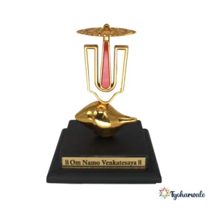 Tirupati Namam with Shankh Chakra Idol (Gold, White & Red Finish) | Om Namo Venkatesaya Base | Tirupati Balaji Namam Statue for Home Mandir | Daily Pooja Idol | Venkateswara Namam Murti | Religious Gift | Tirupati Darshan Special