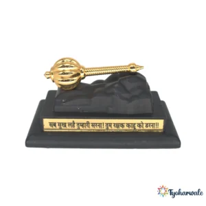 Hanuman Gada Idol (Gold & Black Finish) 3' | Bajrangbali Mace Statue for Home Mandir | Daily Pooja Idol | Gold Hanuman Gada Murti | Devotional Mace Idol | Religious Gift | Hanuman Jayanti Special