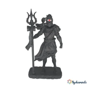 Lord Shiva Standing Idol with Trishul (Black Finish)4.5' | Marble Dust Resin Murti | Shiva Statue for Home Mandir | Daily Pooja Idol | Mahadev Standing Murti | Religious Gift | Shravan Special Idol