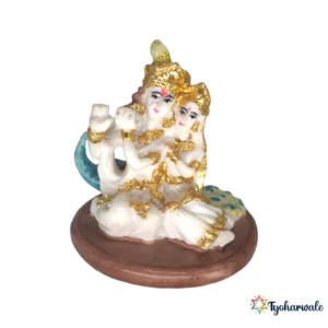 Radha Krishna Idol (White & Gold Finish)3' | Marble Dust Resin Murti | Radha Krishna Statue for Home Mandir | Daily Pooja Idol | Devotional Radha Krishna Murti | Religious Gift | Janmashtami Special Idol