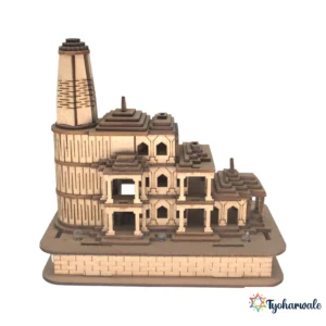 Ram Mandir Ayodhya Wooden Replica (Natural Wood Finish)6' | Laser Cut Wood Model | Ram Mandir Wooden Statue for Home & Office | Ayodhya Temple Wooden Model | Ram Navami Gift | Wooden Ram Mandir Souvenir | Ayodhya Pilgrimage Special