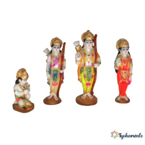Ram Darbar Set (White & Multicolour Finish) | Marble Dust Resin Murti | Ram Darbar Statue for Home Mandir | Daily Pooja Idol Set | Shri Ram Sita Laxman Hanuman Murti | Religious Gift | Ram Navami Special Set